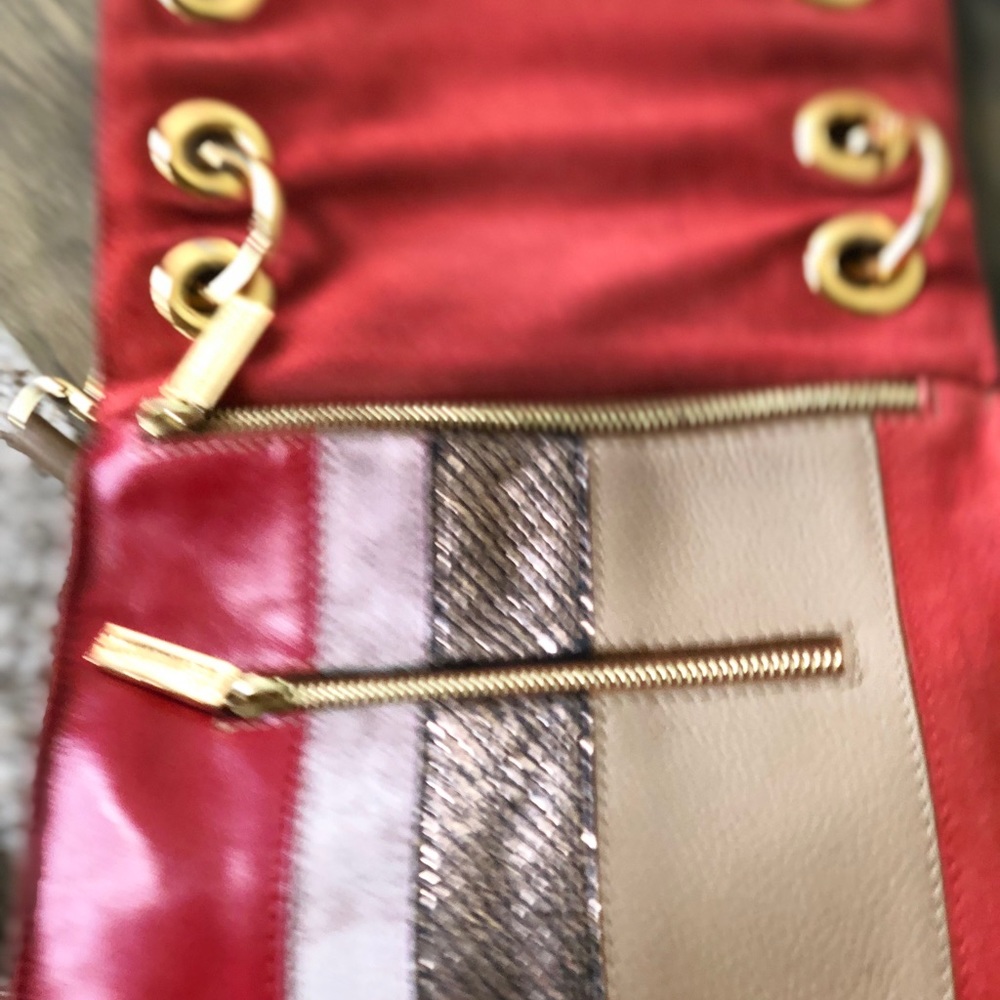 HAMMITT Derek Red/Tan/Gold Leather Vintage Shoulder Crossbody Bag - Picture 7 of 7